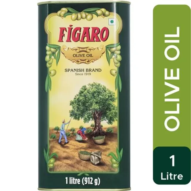 Figaro Olive Oil- Pure Olive Oil- Ideal for Indian Dishes- Imported from Spain, 1 L Tin-1.webp